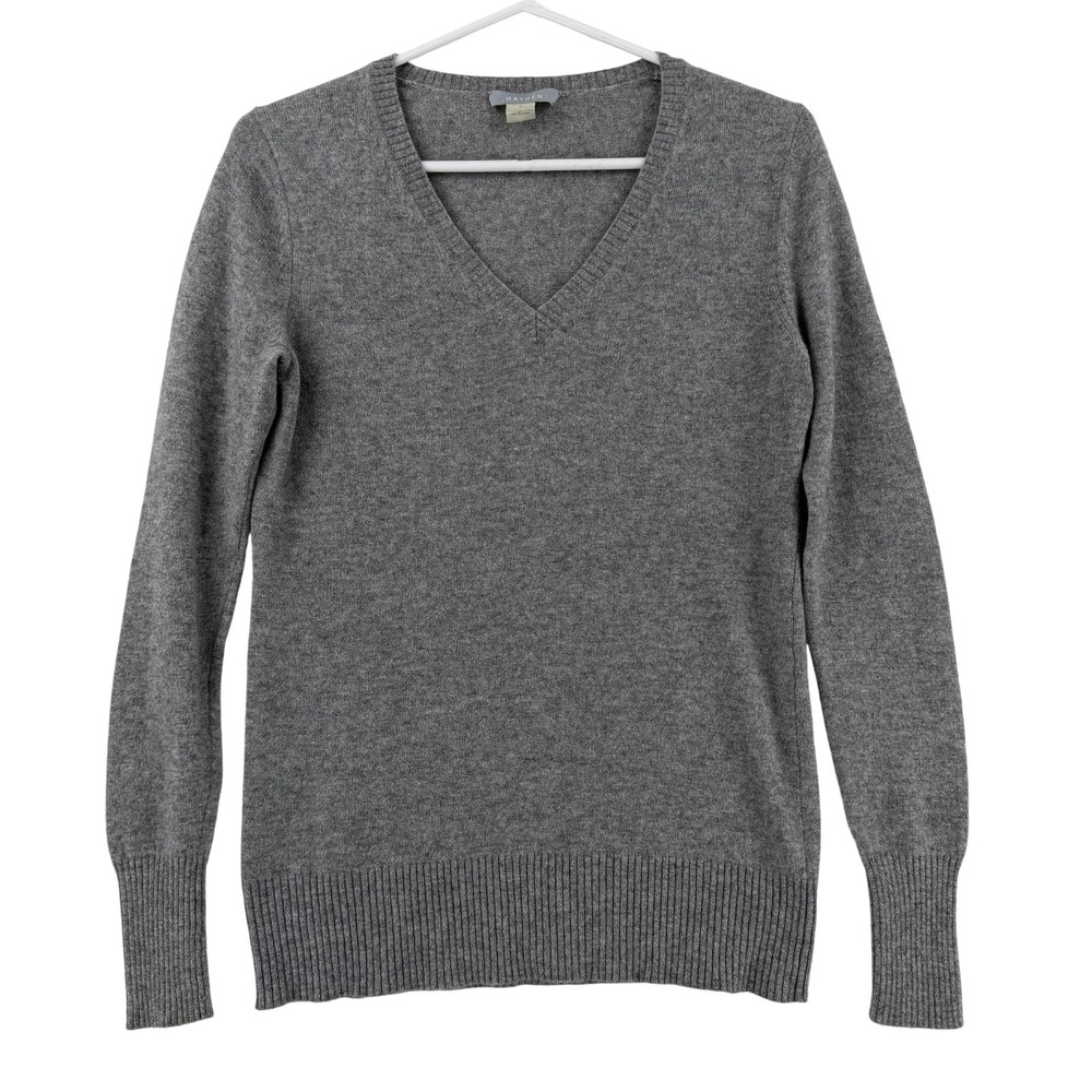Hayden Sweater Womens Small Gray 100% Cashmere V Neck Knit‎ Pullover Long Sleeve